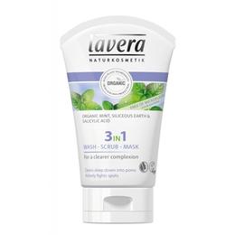 Gel de Curatare, Scrub si Masca 3 in 1 Purificator & Antiacnee Lavera, 125ml la cel mai bun pret