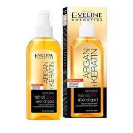 Ulei de par, Eveline Cosmetics, 8 in 1 Argan + Keratina, Elixir of Gold, 150 ml la cel mai bun pret