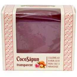 CocoSapun Transparent cu Glicerina, Argan, Migdale Dulci si Parfum de Roze Manicos, 50g la cel mai bun pret