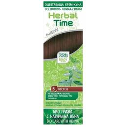 Crema Coloranta pe Baza de Henna Rosa Impex Herbal Time, nuanta 5 Chestnut, 75ml la cel mai bun pret