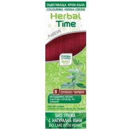 Crema Coloranta pe Baza de Henna Rosa Impex Herbal Time, nuanta 8 Fire Red, 75ml la cel mai bun pret