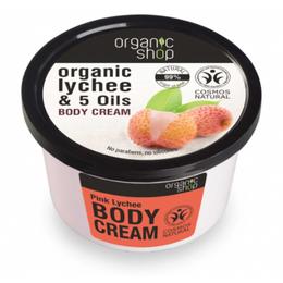 Crema Corporala cu Extract de Litchi si 5 Uleiuri Pink Lychee Organic Shop, 250ml la cel mai bun pret