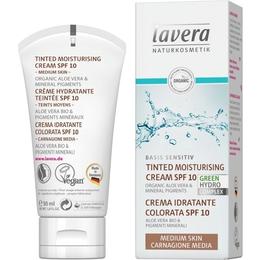 Crema Hidratanta Nuantata cu SPF10 pentru Ten Mediu Basis Sensitiv Lavera, 50ml la cel mai bun pret