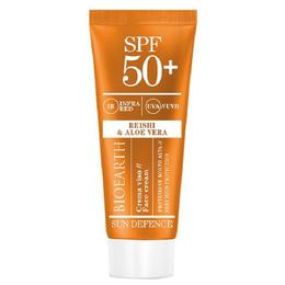 Crema Solara pentru Ten Protectie Ridicata SPF50 cu Ganoderma si Aloe Sun Defence Bioearth, 50 ml la cel mai bun pret