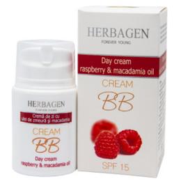 Crema de Zi BB Cream cu Zmeura si Ulei de Macadamia SPF 15 Herbagen, 50g la cel mai bun pret