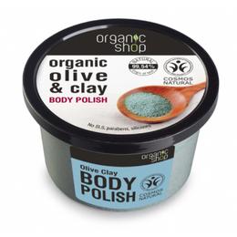 Exfoliant Corporal cu Sare, Argila si Ulei de Masline Olive Clay Organic Shop, 250ml la cel mai bun pret