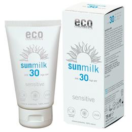 Lapte de Plaja Bio pentru Piele Sensibila cu Ulei de Zmeura SPF 30 Eco Cosmetics, 75ml la cel mai bun pret