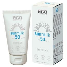 Lapte de Plaja Bio pentru Piele Sensibila cu Ulei de Zmeura SPF 50 Eco Cosmetics, 75ml la cel mai bun pret