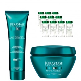 Pachet Par Fragil sau Deteriorat Kerastase Resistance Therapiste – Sampon, Masca si Fiole Tratament cu comanda online