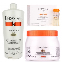 Pachet Par Uscat si Sensibil Kerastase Nutritive – Sampon, Masca si Tratament Nutritiv cu comanda online