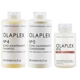 Pachet de Intretinere pentru Toate Tipurile de Par OLAPLEX – Sampon Bond Maintenance 250ml, Balsam Bond Maintenance 250ml, Crema Bond Smoother 100ml cu comanda online