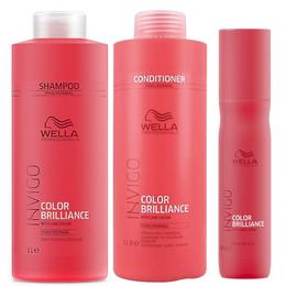 Pachet pentru Par Vopsit Fin sau Normal Wella Professionals Invigo Color Brilliance – Sampon, Balsam, Spray cu comanda online