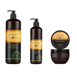 Pachet promotional pentru hidratare (sampon 1000ml + tratament 500ml + masca 500ml) Argan de Luxe Professional cu comanda online