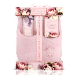 Set Cadou Baylis & Harding Boudoire Moonlight Peony Slipper Set – Lotiune pentru Picioare 140ml, Cristale pentru Pedichiura 100g, Papuci cu comanda online