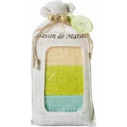 Set Cadou Iuta 3x Sapun Natural Marsilia Ananas Mango Citron Vert Lime Menta Melisse Le Chatelard 1802 cu comanda online