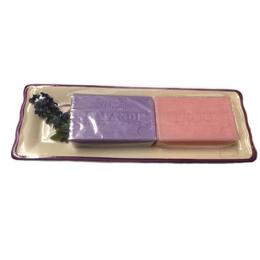 Set Cadou Savoniera Ceramica Dubla Sapun Natural Marsilia 100g Lavanda Provence si Trandafir Bujor Rose Pivoine Le Chatelard cu comanda online