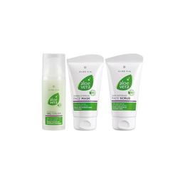 Set cadou de prospeÅ£ime Aloe Vera: Exfoliant pentru faÅ£Äƒ 75 ml + Gel-cremÄƒ hidratant 50 ml + MascÄƒ hidratantÄƒ Express 75 ml – Lr Health & Beauty cu comanda online