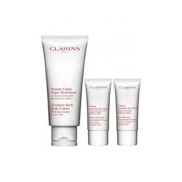 Set cadou hidratare perfectÄƒ pentru corp Clarins balsam 200ml + crema maini 30ml + crema picioare 30ml cu comanda online