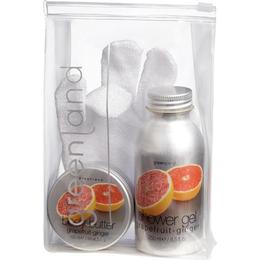 Set cadou mic Spicy (Ghimbir si Grepfruit), gel de dus 250ml, unt de corp 100g si manusa baie, Greenland cu comanda online