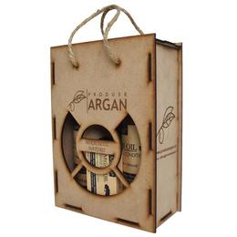 Set cadou rustic argan cutie lemn sampon cu ulei argan 400 ml+balsam par cu ulei argan 400 ml+sapun cu ulei argan 40 gr cu comanda online