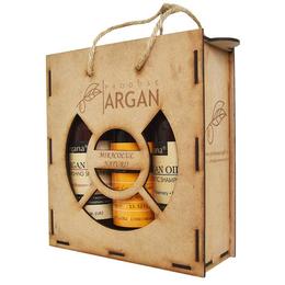 Set cadou rustic argan cutie lemn sampon cu ulei argan 400 ml+sapun lichid cu ulei argan 400 ml+gel de dus cu ulei argan 400 ml cu comanda online