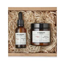 Set cadou ulei(pre-shave) si crema de ras pentru barbierit, Barberians (ulei 30ml + crema ras 100ml ) cu comanda online