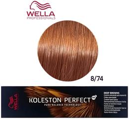 Vopsea Crema Permanenta – Wella Professionals Koleston Perfect ME+ Deep Browns, nuanta 8/74 Blond Deschis Castaniu Roscat la cel mai bun pret