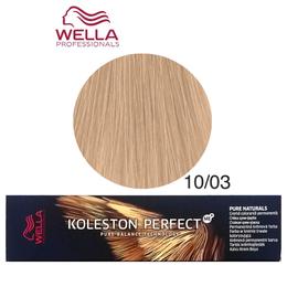 Vopsea Crema Permanenta – Wella Professionals Koleston Perfect ME+ Pure Naturals, nuanta 10/03 Blond Luminos Deschis Auriu Natural la cel mai bun pret