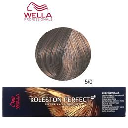 Vopsea Crema Permanenta – Wella Professionals Koleston Perfect ME+ Pure Naturals, nuanta 5/0 Castaniu Deschis la cel mai bun pret