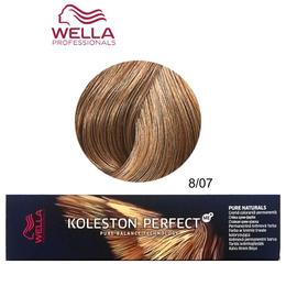 Vopsea Crema Permanenta – Wella Professionals Koleston Perfect ME+ Pure Naturals, nuanta 8/07 Blond Deschis Castaniu Natural la cel mai bun pret