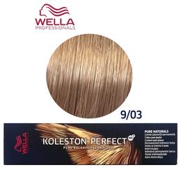 Vopsea Crema Permanenta – Wella Professionals Koleston Perfect ME+ Pure Naturals, nuanta 9/03 Blond Luminos Auriu Natural la cel mai bun pret