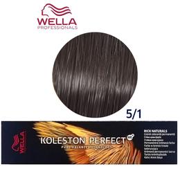 Vopsea Crema Permanenta – Wella Professionals Koleston Perfect ME+ Rich Naturals, nuanta 5/1 Castaniu Deschis Cenusiu la cel mai bun pret