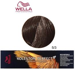 Vopsea Crema Permanenta – Wella Professionals Koleston Perfect ME+ Rich Naturals, nuanta 5/3 Castaniu Deschis Auriu la cel mai bun pret