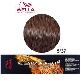 Vopsea Crema Permanenta – Wella Professionals Koleston Perfect ME+ Rich Naturals, nuanta 5/37 Castaniu Deschis Maro Auriu la cel mai bun pret