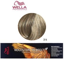 Vopsea Crema Permanenta – Wella Professionals Koleston Perfect ME+ Rich Naturals, nuanta 7/1 Blond Mediu Cenusiu la cel mai bun pret