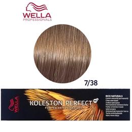 Vopsea Crema Permanenta – Wella Professionals Koleston Perfect ME+ Rich Naturals, nuanta 7/38 Blond Mediu Auriu Albastrui la cel mai bun pret