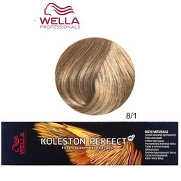 Vopsea Crema Permanenta – Wella Professionals Koleston Perfect ME+ Rich Naturals, nuanta 8/1 Blond Deschis Cenusiu la cel mai bun pret