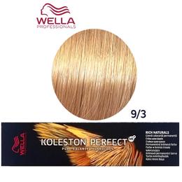 Vopsea Crema Permanenta – Wella Professionals Koleston Perfect ME+ Rich Naturals, nuanta 9/3 Blond Deschis Auriu la cel mai bun pret