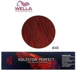 Vopsea Crema Permanenta – Wella Professionals Koleston Perfect Vibrant Reds, nuanta 8/45 Blond Deschis Intens Rosu Mahon la cel mai bun pret