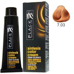 Vopsea Crema fara Amoniac – Black Professional Line Sintesis Color Cream Ammonia Free, nuanta 7.03 Amber, 100ml la cel mai bun pret