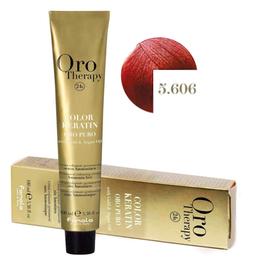 Vopsea Permanenta fara Amoniac Fanola Oro Therapy Color Keratin 5.606 Castaniu Deschis Rosu Aprins, 100ml la cel mai bun pret