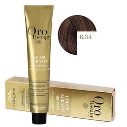 Vopsea Permanenta fara Amoniac Fanola Oro Therapy Color Keratin 6.34 Blond Inchis Auriu Aramiu, 100ml la cel mai bun pret