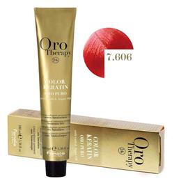 Vopsea Permanenta fara Amoniac Fanola Oro Therapy Color Keratin 7.606 Blond Rosu Aprins, 100ml la cel mai bun pret