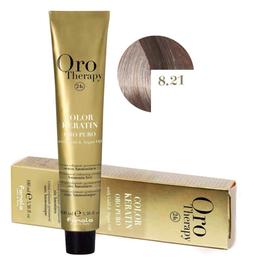 Vopsea Permanenta fara Amoniac Fanola Oro Therapy Color Keratin 8.21 Blond Deschis Violet Cenusiu, 100ml la cel mai bun pret