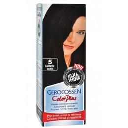 Vopsea de Par Silk&Shine Gerocossen Color Plus, nuanta 5 Castaniu Inchis, 50 g la cel mai bun pret